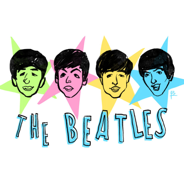 Ink portrait of The Beatles by Brigitte Rose